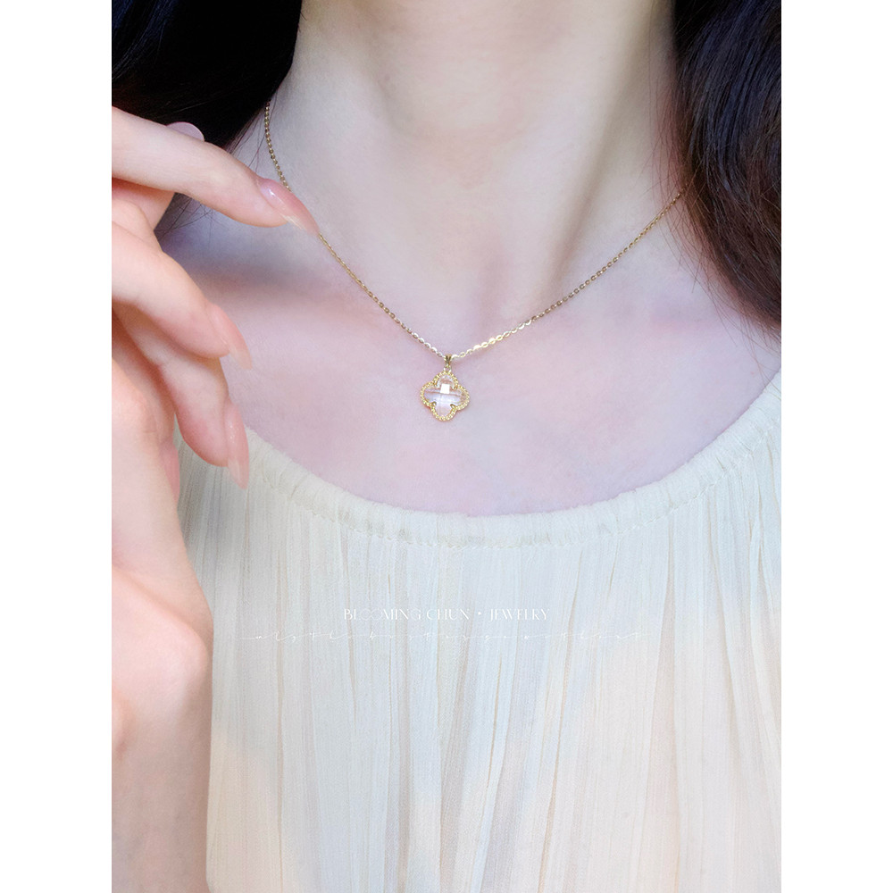 [Bloo · Happy Flower] Gentle Clear Cold All-Match Rich Silver Gold-Plated Necklace