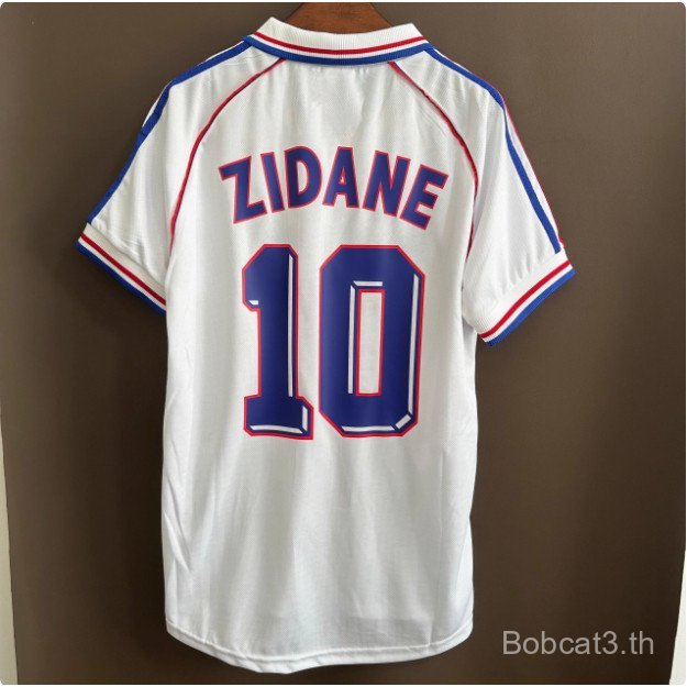 Retro French Team Football Zidane France 1998 Away White Jersey