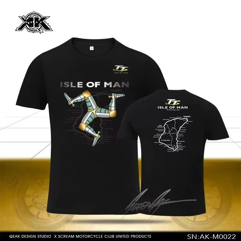 เสื้อยืดคอกลมสำหรับผู้ชายลาย Isle of Man Tt Road Motorcycle Race สำหรับผู้ที่ชื่นชอบการแข่งรถมอเตอร์ไซค์ GP
