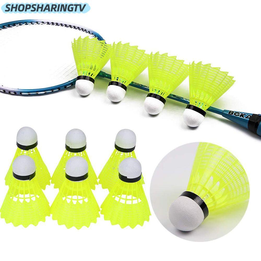 SHOPSHARINGTV ลูกแบดมินตัน, แบดมินตันไนลอนพลาสติกทนทาน, ลูกบอลฝึกซ้อมแบดมินตันที่มั่นคงกลางแจ้งในร่ม