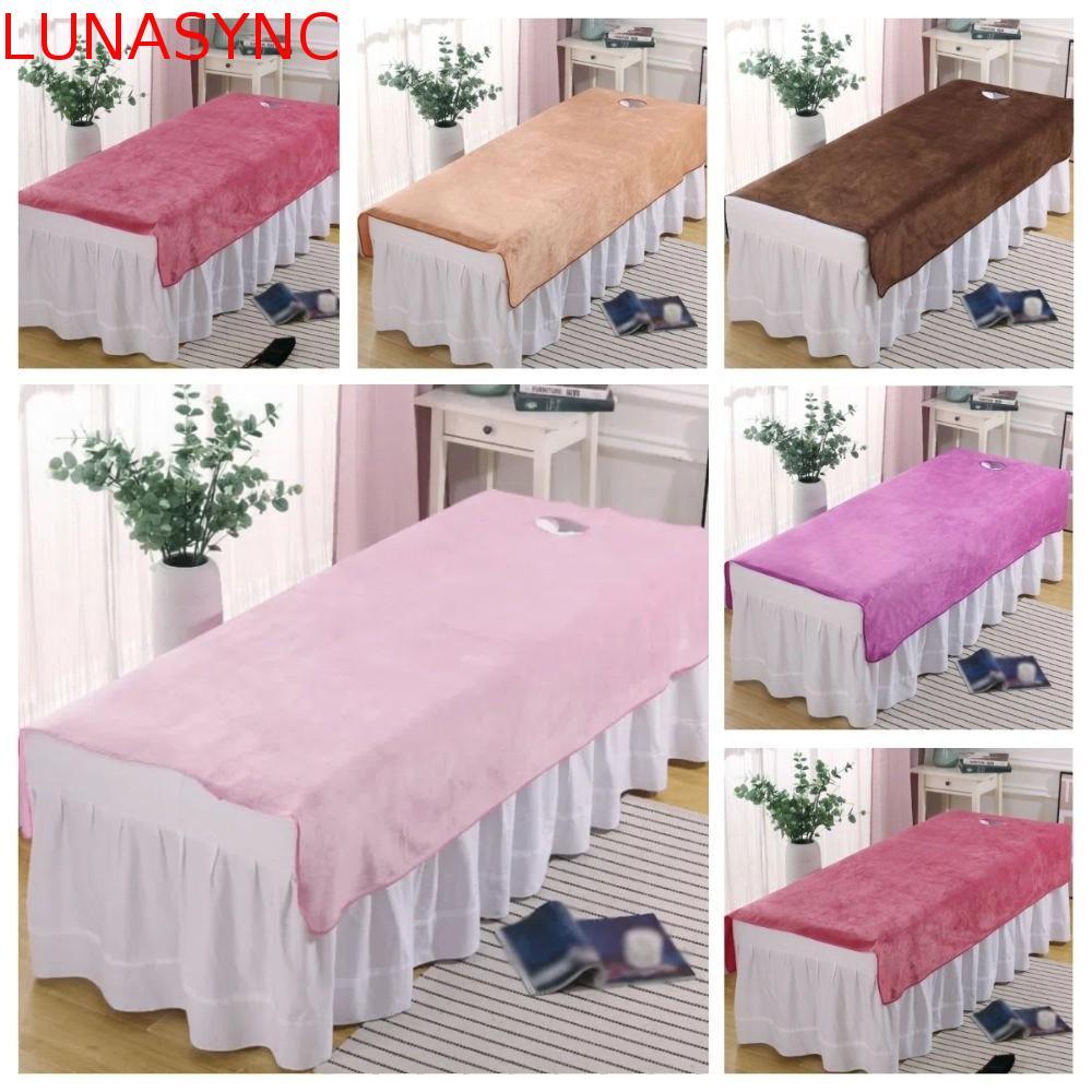 LUNASYNC SPA ผ้าคลุมเตียง, ผ้าปูที่นอนเครื่องสําอางสีทึบสบาย, มัลติฟังก์ชั่นพร้อม Face Hole กํามะหยี่นุ่มนวดผ้าปูที่นอนเครื่องมือความงาม