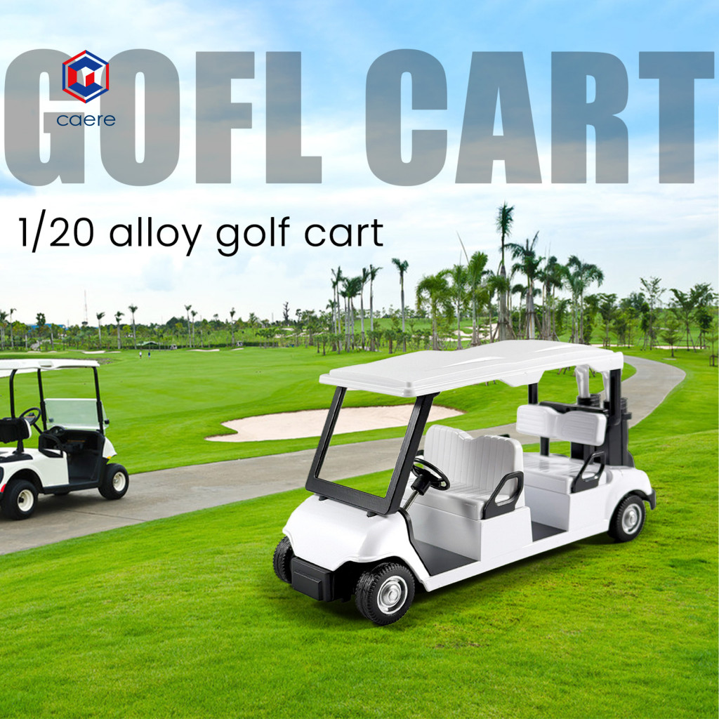 (Caere) Diecast Golf Cart Replica Diecast Golf Cart Toy Die-cast 1 20 Scale Golf Cart Toy with Clubs