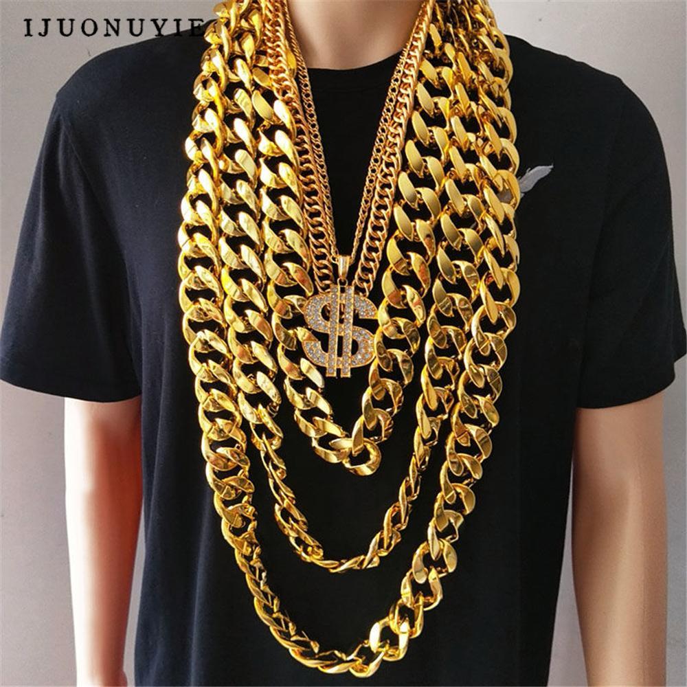 IJUONUYIE สร้อยคอโซ่ Cool Hip Hop Gothic Rock Party เครื่องประดับ Hip Hop