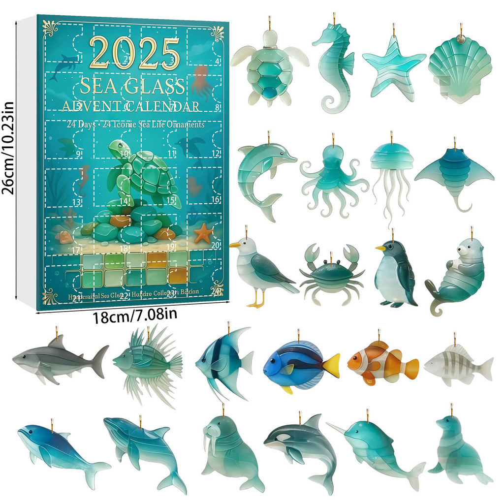 26 สินค้าใหม่ 2026 SEA GLASS ADVENT CALENDAR Christmas Arrival 24 วัน CALENDAR Christmas Mystery Box