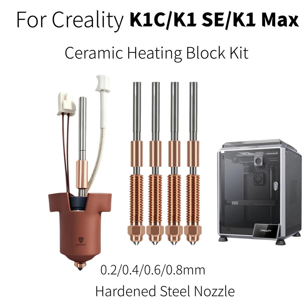For Creality K1C K1 MAX Hotend With Ceramic Heating Block, Quick Swap Nozzle 0.2-0.8 Parts For Creal