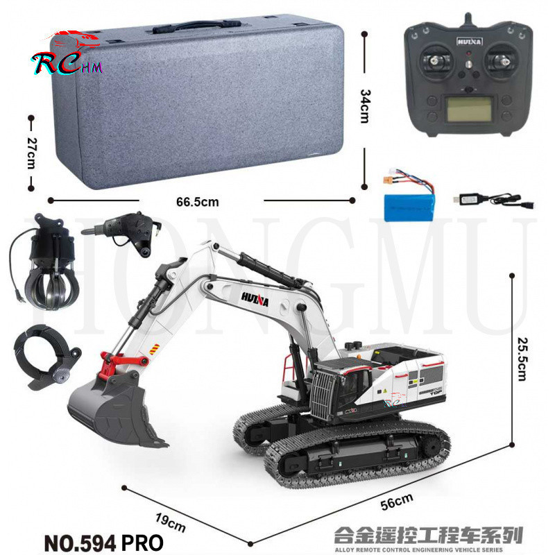 ใหม่ Huina 1594 PRO โลหะผสม RC Excavator รถบรรทุก 1/14 Scale รีโมทคอนโทรลรถโลหะถัง Rc รถของเล่นของขว