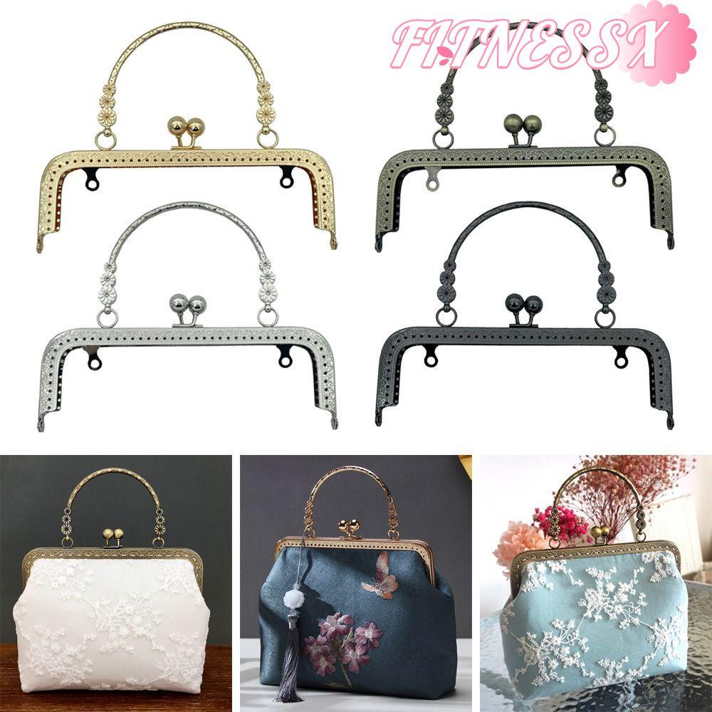 FITNESSX Purse Frame Kiss Clasp, Metal Vintage Purse Clasp Frame, Mini Bag Hardware Bag Frame Buckle