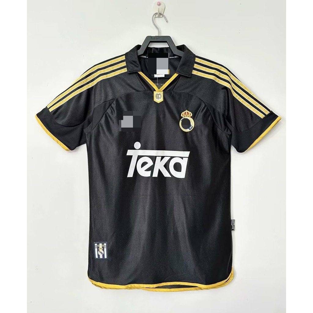 S-XXL Retro 1999-01 Re-al Ma-dr-id away เสื้อฟุตบอลแขนสั้น