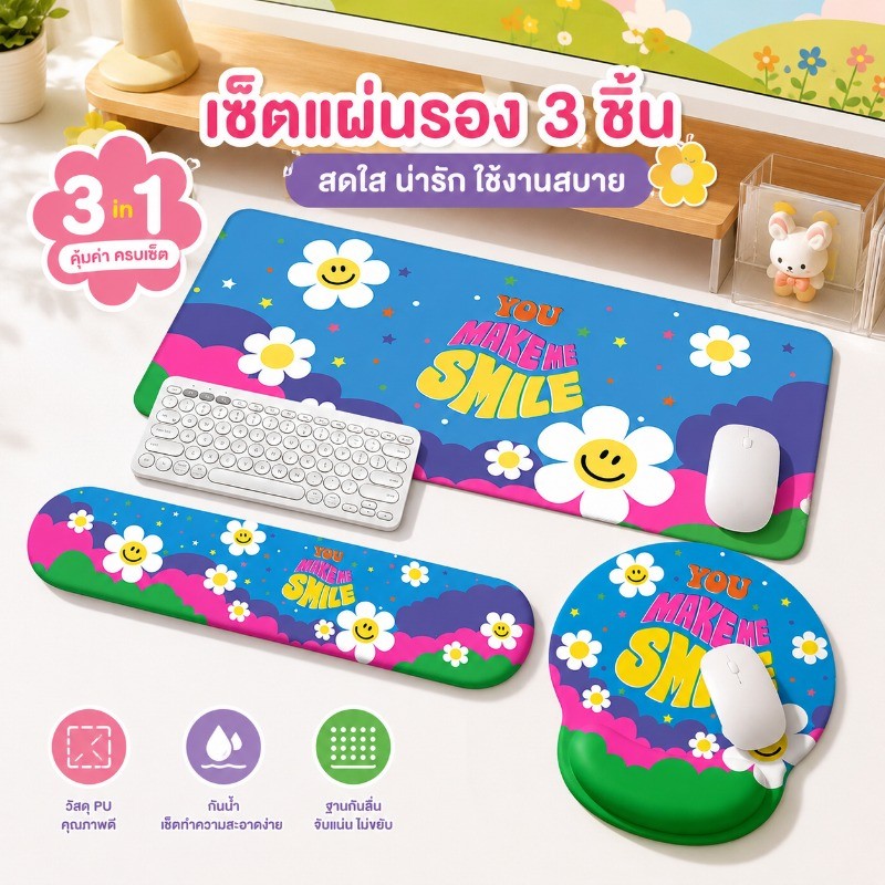 แผ่นรองเมาส์ ขนาดใหญ่ 40 90 หนัง PU กันลื่น กันเปื้อน แผ่นรองคีย์บอร์ด เมาส์ ลายน่ารัก