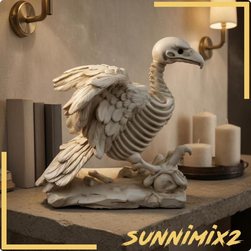 [Sunnimix2] Vulture Skeleton Sculpture Skeletal Vulture Skeleton Haunting Scary for Mantel, Shelf