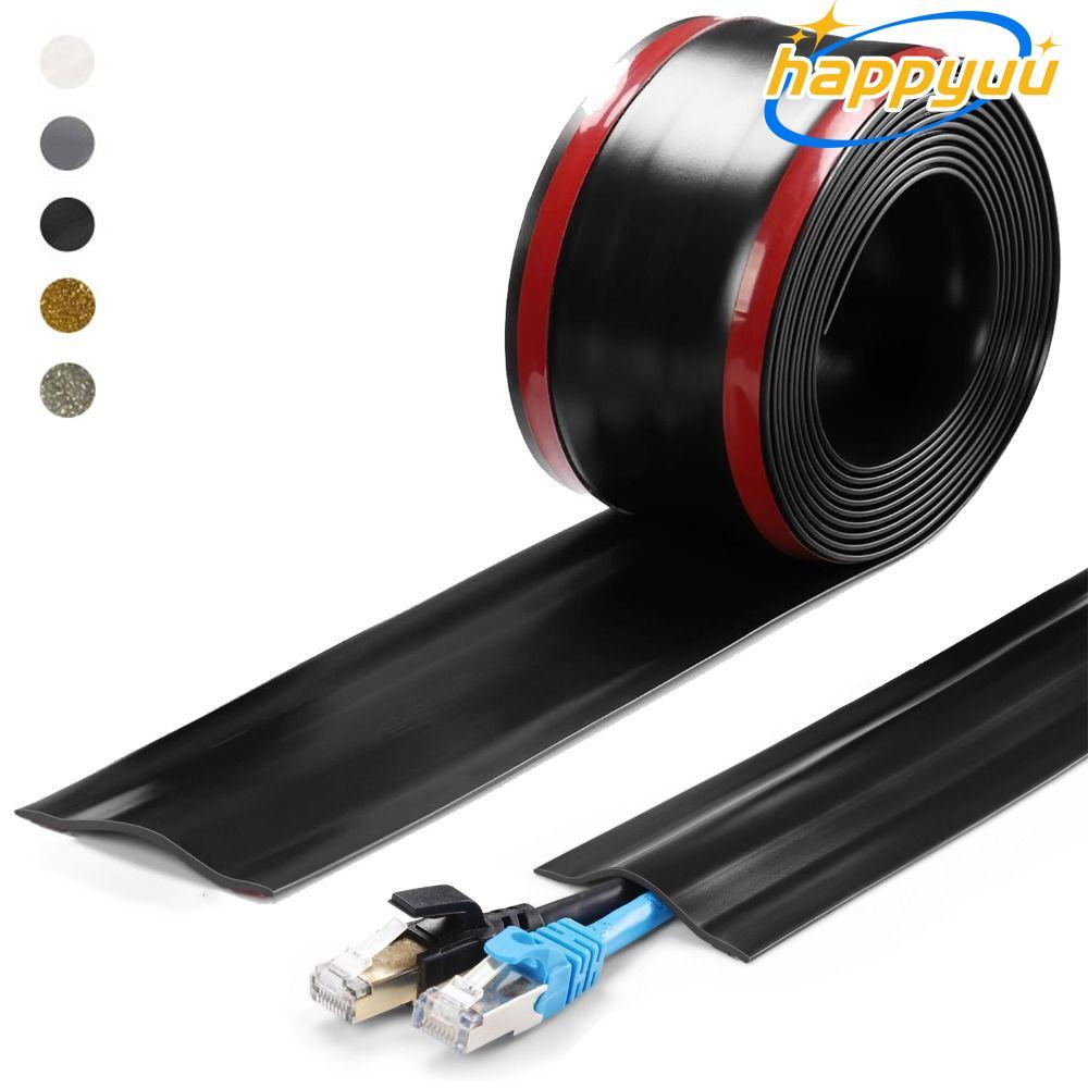 HAPPYUU ฝาครอบสายเคเบิลพื้น, PVC Wall Wire คอนซีลเลอร์, Professional ไม่มีเจาะ Self กาว Universal Ca