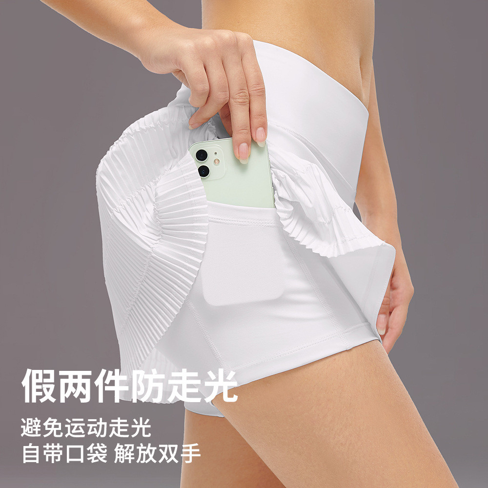 Summer Tennis Skirt Sports Pleated Skirt Women's Short Badminton Skirt Golf Yoga Running False-Two-P