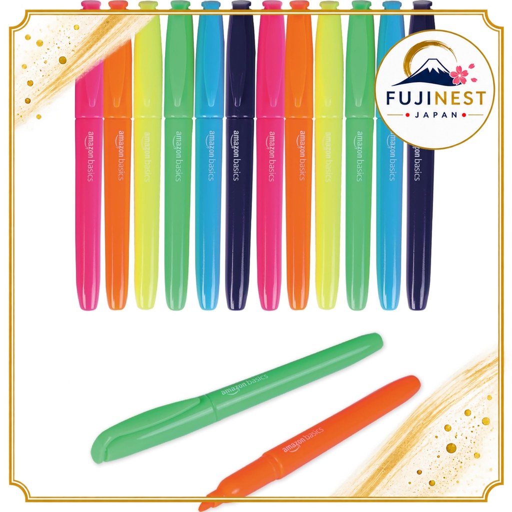 Amazon Basics Fluorescent Ink Highlighters Chisel Tip Assorted Colors 【Direct from Japan】
