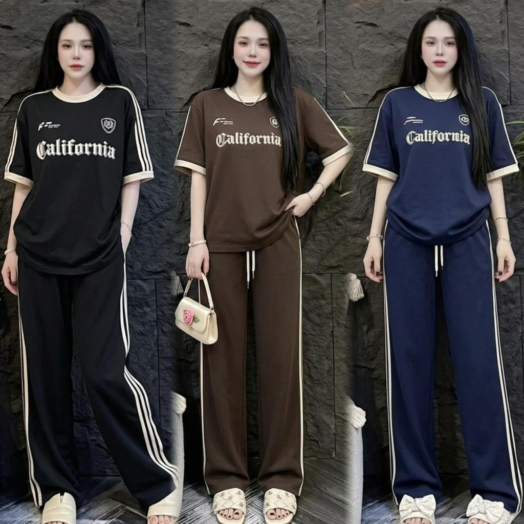 Mayura Stores No.Ca4545 ชุดเซ็ท2ชิ้น เสื้อแขนสั้น+กางเกงขายาว สกรีนลายCalifornia ชุดเซ็ท เสื้อผ้าแฟชั่น