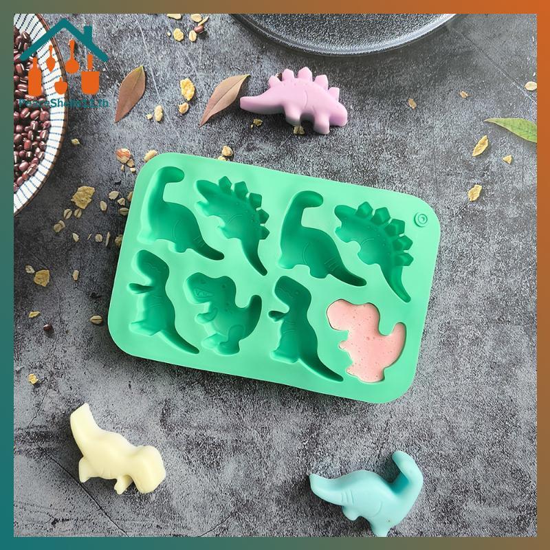 PeaceShells Dinosaur 8-Cavity Food Grade Silicone Mold for Chocolate Candy Jelly Ice Cubes TH