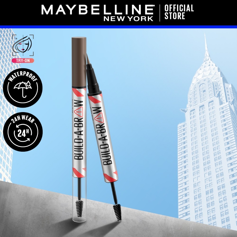MAYBELLINE BUILD-A-BROW 2-IN-1 BROW PEN & SEALING GEL เมย์เบลลีน นิวยอร์ก บิลด์-อะ-บราวน์ (ดินสอเขียนคิ้ว, เครื่องสำอาง)