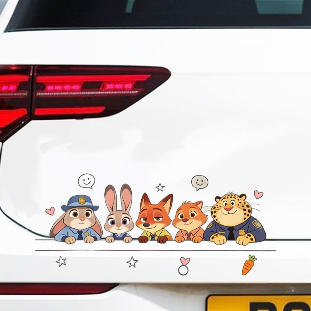 ใหม่ Crazy Animal City Judy และ Its Friends สติ๊กเกอร์ติดรถน่ารัก หน้าต่าง ตกแต่งตัวถังรถ คอนซีลเลอร