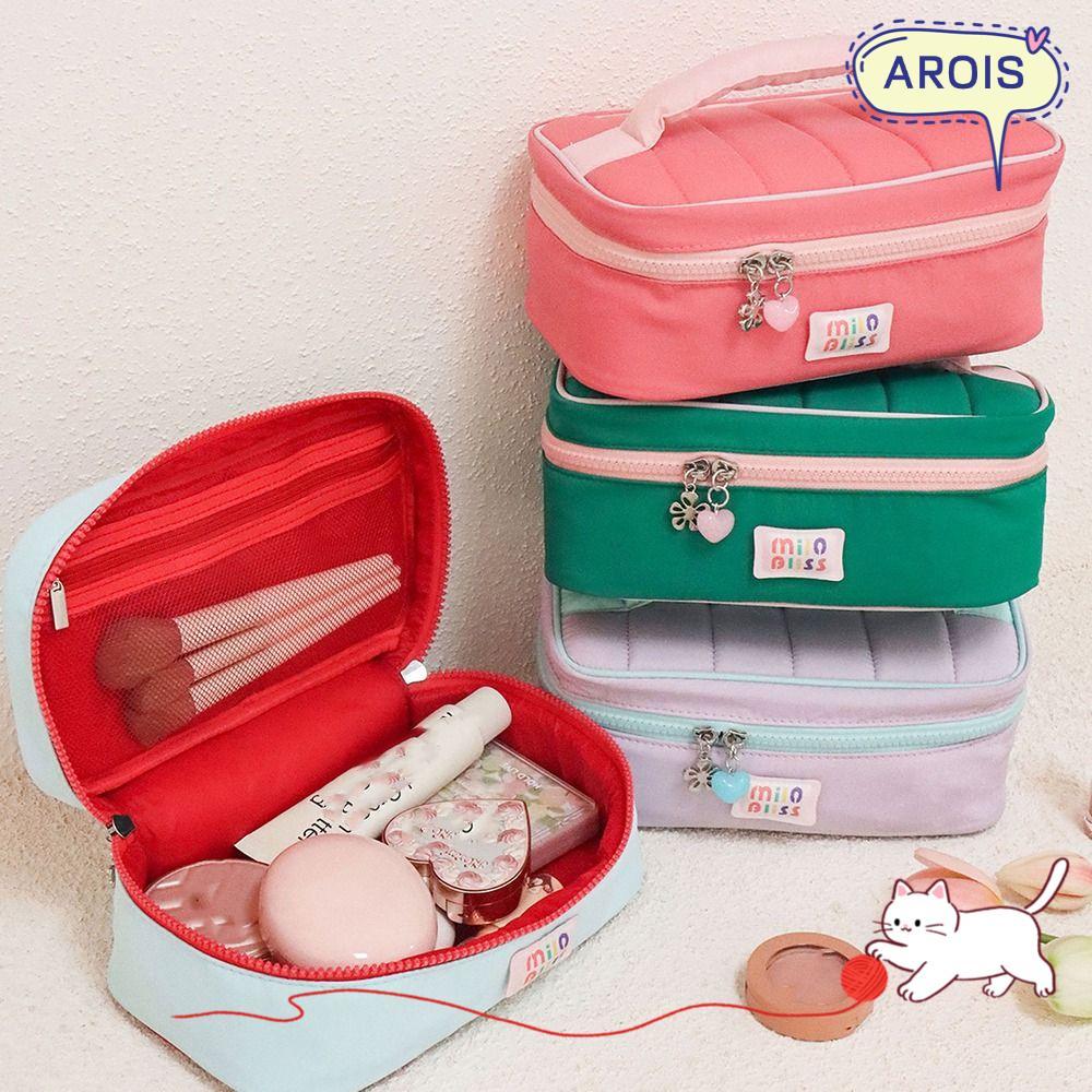 AROIS กระเป๋าถือเครื่องสําอางสําหรับเดินทาง, Small Fresh ความจุขนาดใหญ่|กระเป๋าเครื่องสําอาง