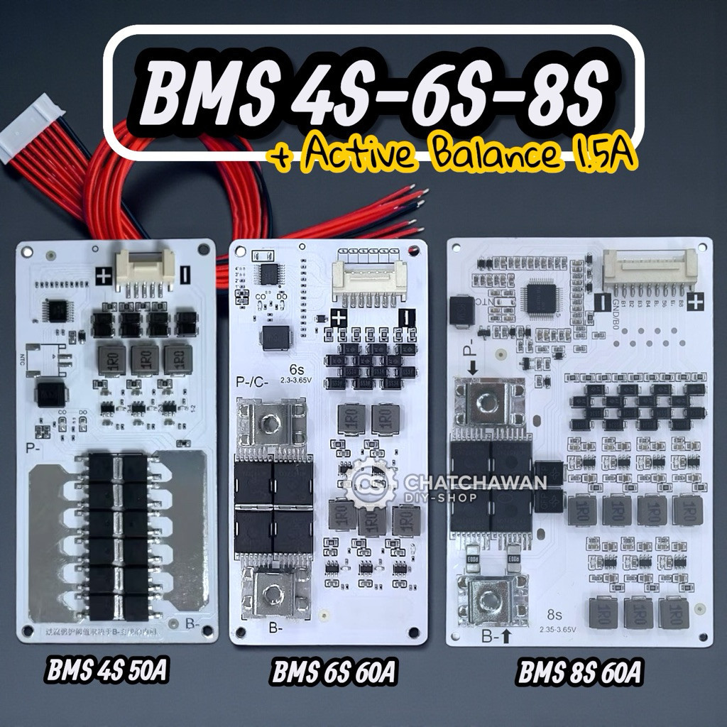 BMS สำหรับแบตเตอรี่ LiFePO4 รองรับ 4S 6S 8S 60A