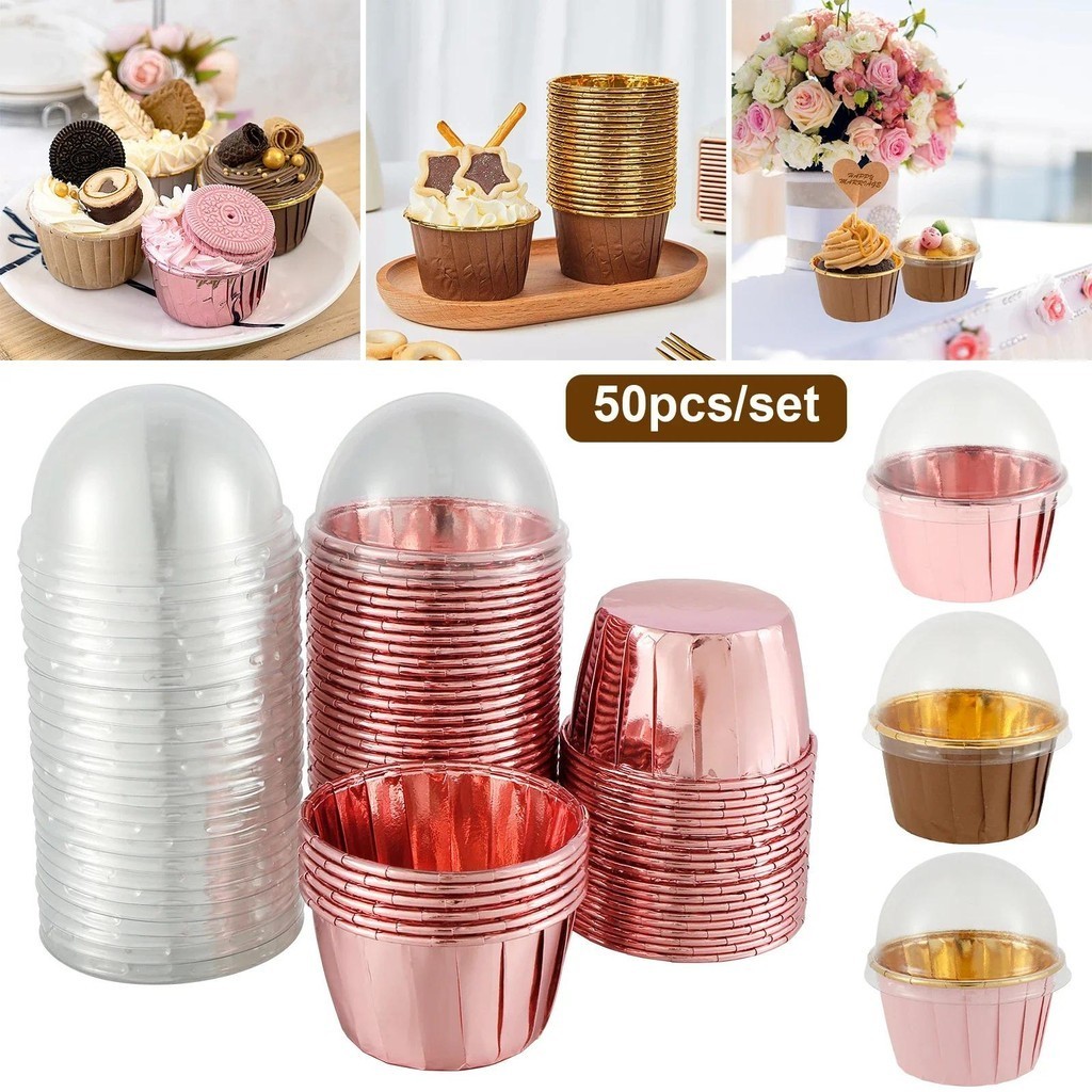 Aluminum Foil 50Pcs Muffin Cups Cake Cups Pudding Cups Disposable Mini Aluminum Foil Cup Cake Contai