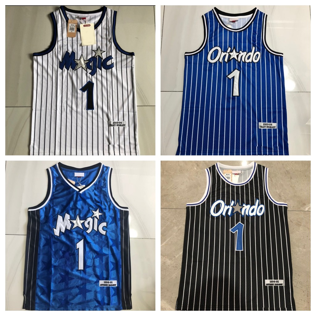 เสื้อบาสเก็ตบอลปักเต็ม Orlando Magic Jersey McGrady Hardaway ONeal