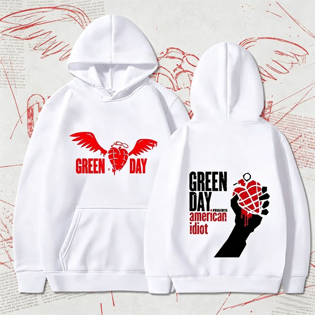 ฮู้ดดี้ Green Day American Idiot ภาพมือจับลูกระเบิด ผ้านุ่มหนา สไตล์พังก์ร็อก สำหรับแฟนวงดนตรี ชายหญ