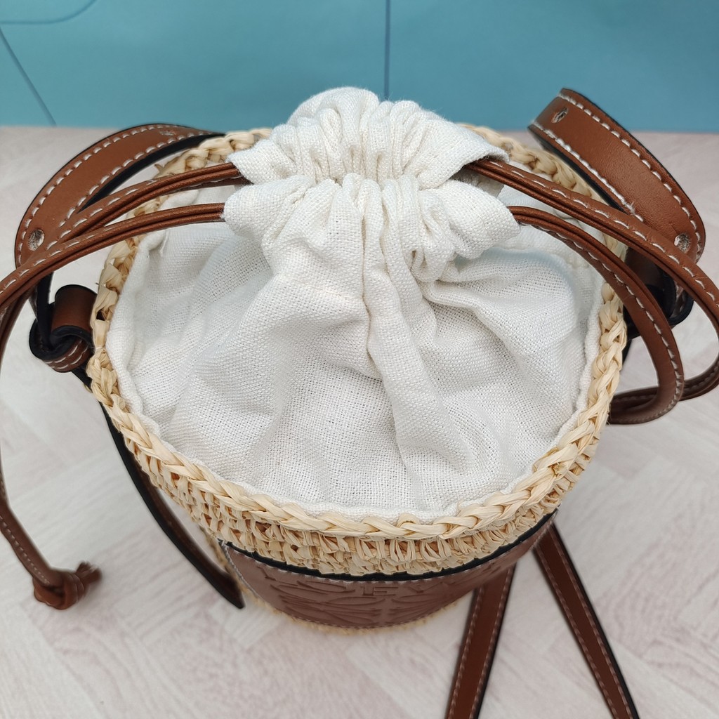 Straw Bag Drum Bag Travel Vacation Shoulder Bag Ladies Crossbody Bag