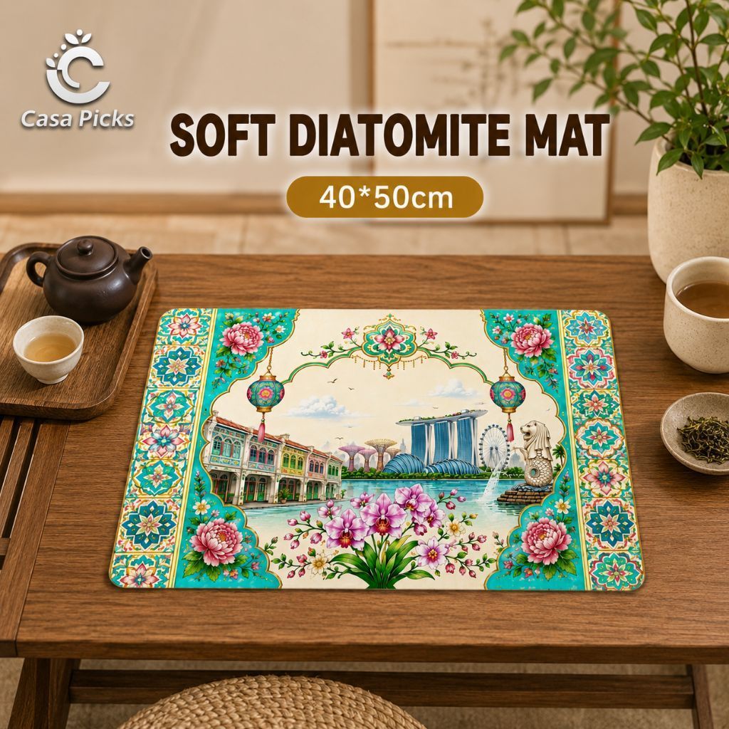 [Casa Picks Own Design] Sentosa Soft Diatomite Mat 40x50 ซม.Local SG Design Table Kitchen Counter Ma