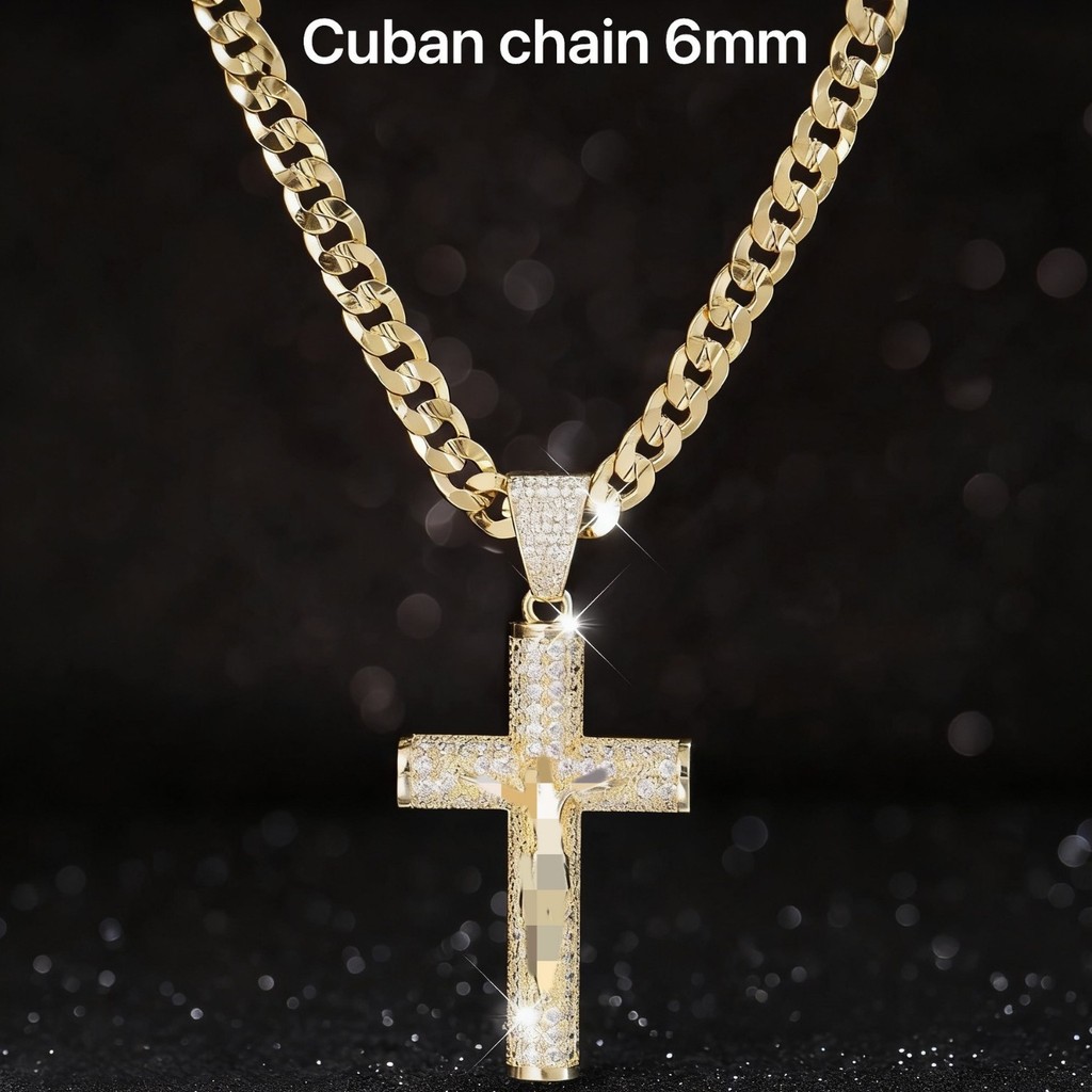 Jin Baiman จี้คิวบาจี้เพชรฝังข้ามพรมแดนข้ามทองแดง 18k สร้อยคอเพทายอินเทรนด์หินชุบเย็น M59G