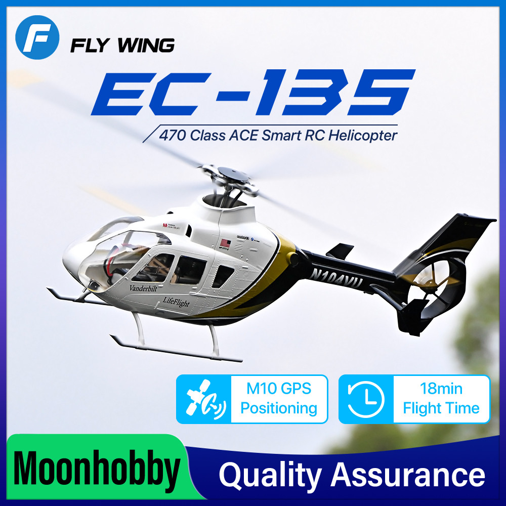 FLYWING EC‐135 RC เฮลิคอปเตอร์ 470-ระดับ Scale ACE Flight Controller พร้อม M10 GPS ATT การเสถียรด้วย