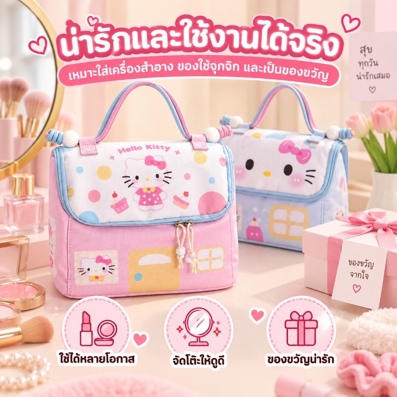 กระเป๋าเครื่องสำอาง รูปแบบการพิมพ์การ์ตูน สีสันน่ารัก ความจุใหญ่ อเนกประสงค์ กันน้ำ การเดินทาง
