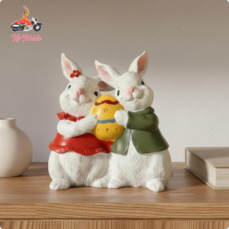 [Whstrong] Easter Bunny Figurine Idea Easter Bunny รูปปั้นน่ารักสําหรับห้องนั่งเล่น ชั้นวางของ