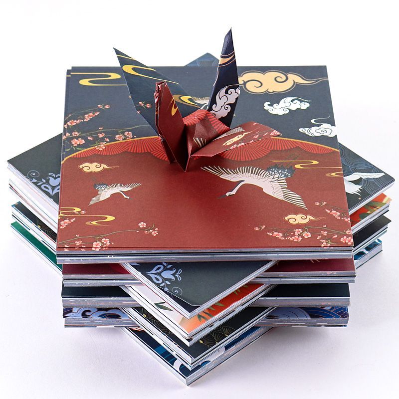 พันกระดาษเครน Origami กระดาษพิเศษ Origami วัสดุกระดาษทําด้วยมือโบราณ Square Origami กระดาษสีกระดาษทํ