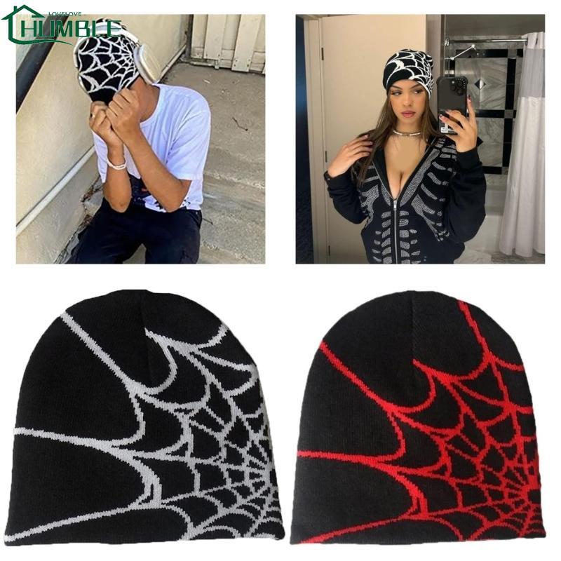 Humble Y2K Beanie Spider หมวก Y2k หมวกถักหมวก Skullies Beanie หมวกแมงมุม Baggy Slouchy Beanie หมวก S