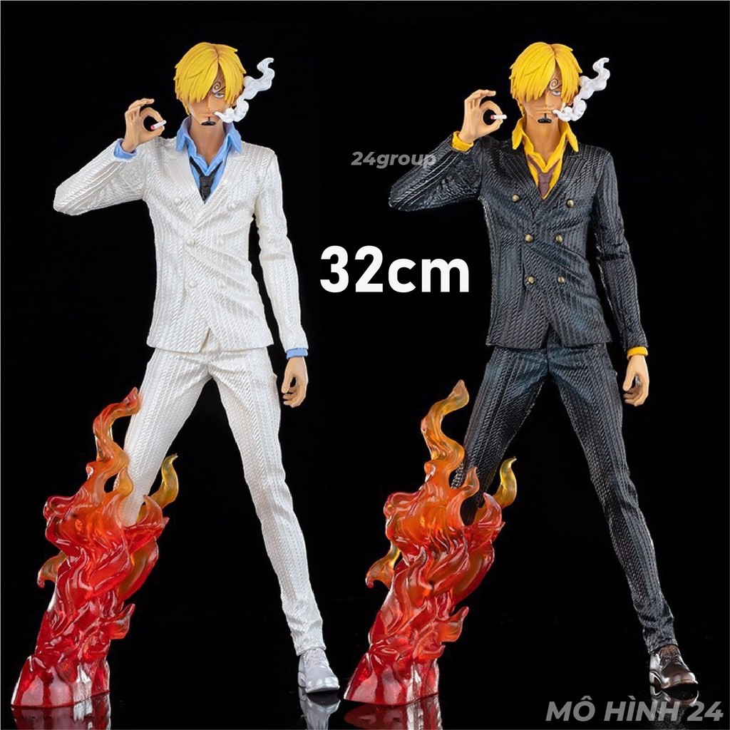ใหม่ [32ซม.] Vinsmoke Sanji ของเล่นโมเดลสายสีดําปล่อยควัน Figure haki PIRATE ISLAND PIRATE KING OF W