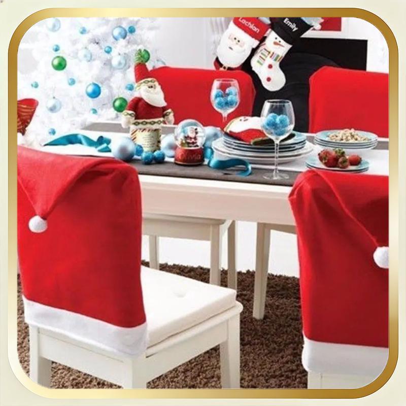 คริสต์มาส Santa หมวกเก้าอี้ผ้าทนทานนุ่มสีขาว Trim Pompom 1/4/6/8/12Pcs สําหรับปีใหม่ Eve Celebration
