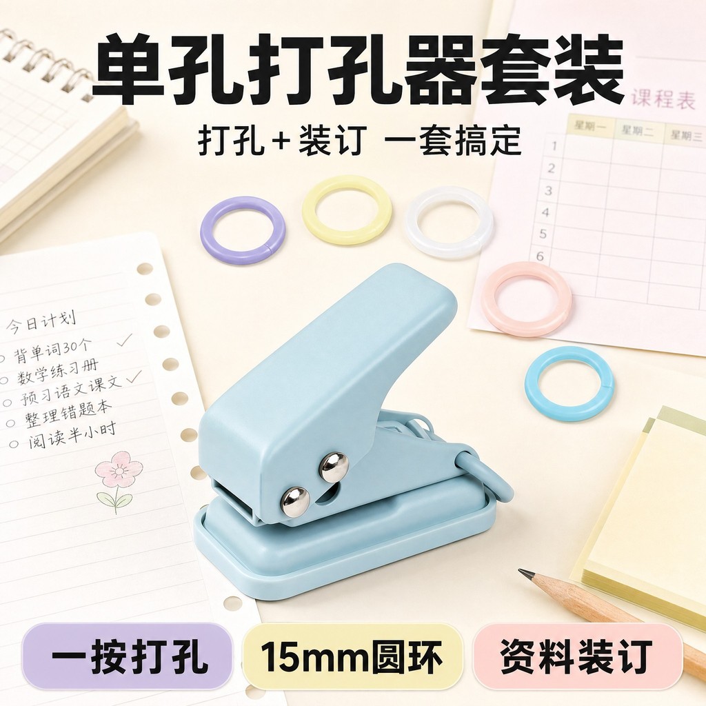 ((Puncher embosser) Macaron Double Hole Puncher Loose-leaf Puncher Student Test Paper Puncher Handbo