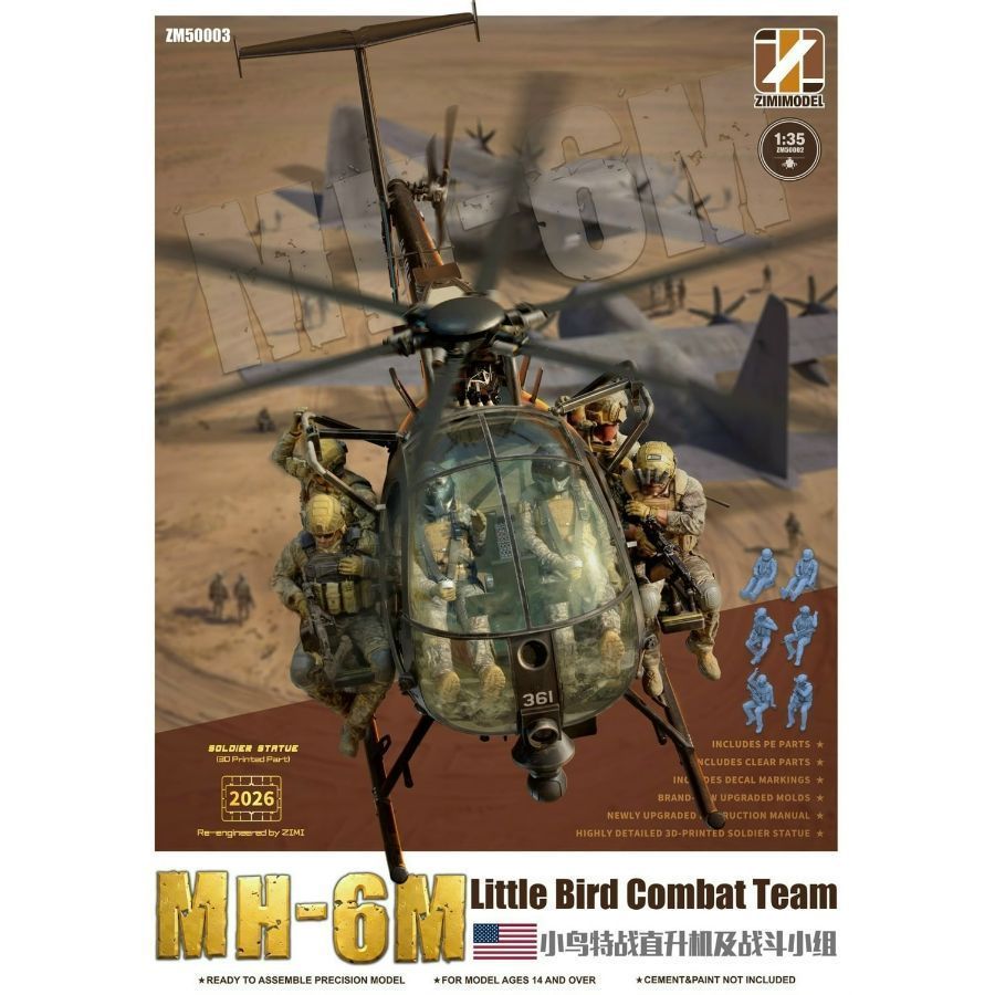 Zimi รุ่น ZM50003 1/35 MH-6M Little Bird Combat Team รวม 6 ตัวเลขเรซิน