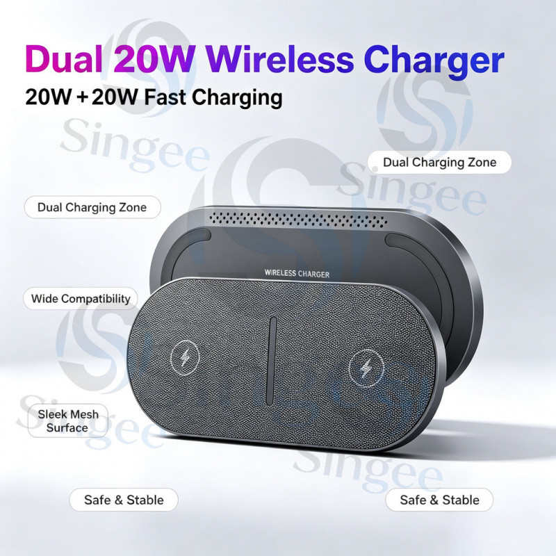 แท่นชาร์จไร้สาย 2 In 1 Dual 40W Fast Wireless Charging Pad สำหรับ iPhone 15 14 13 12 11 XS XR X8 AirPods 3 Pro Samsung S23 S22 S21