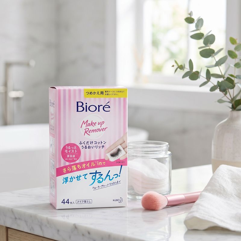 บิโอเรเพอร์เฟคคลีนซิ่งคอตตอนแผ่นเช็ดเครื่องสำอางรีฟิล 44แผ่น Biore Cleansing Refill 44pcs