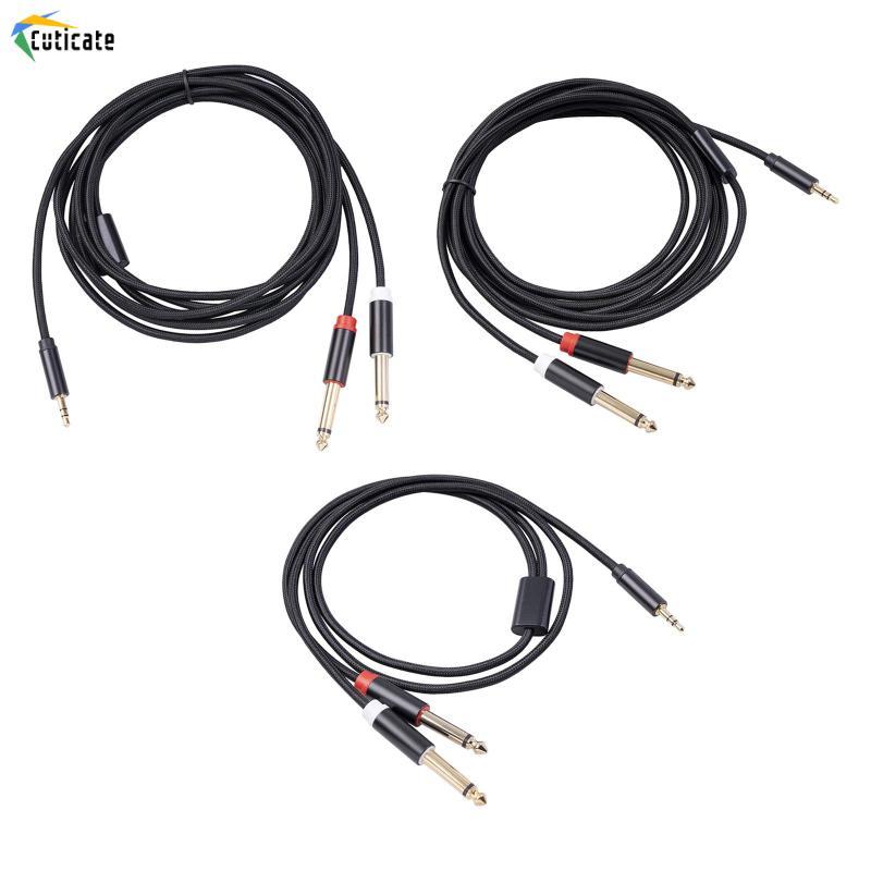 [Szlinyou1] ปลั๊กชายกับชาย 5 มม. 1/8" TRS ชาย 2x 6.35 มม.1/4 "TS ชายพรีเมี่ยม 3.5 มม. ถึง 6.35 มม.x2