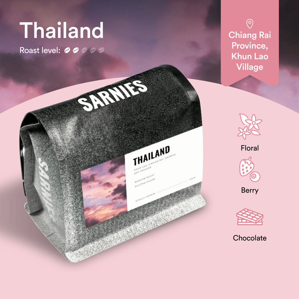 เมล็ดกาแฟ ขุนลาว จังหวัด Khun Lao Village, Chiang Rai, Natural Process (Sun-dried)