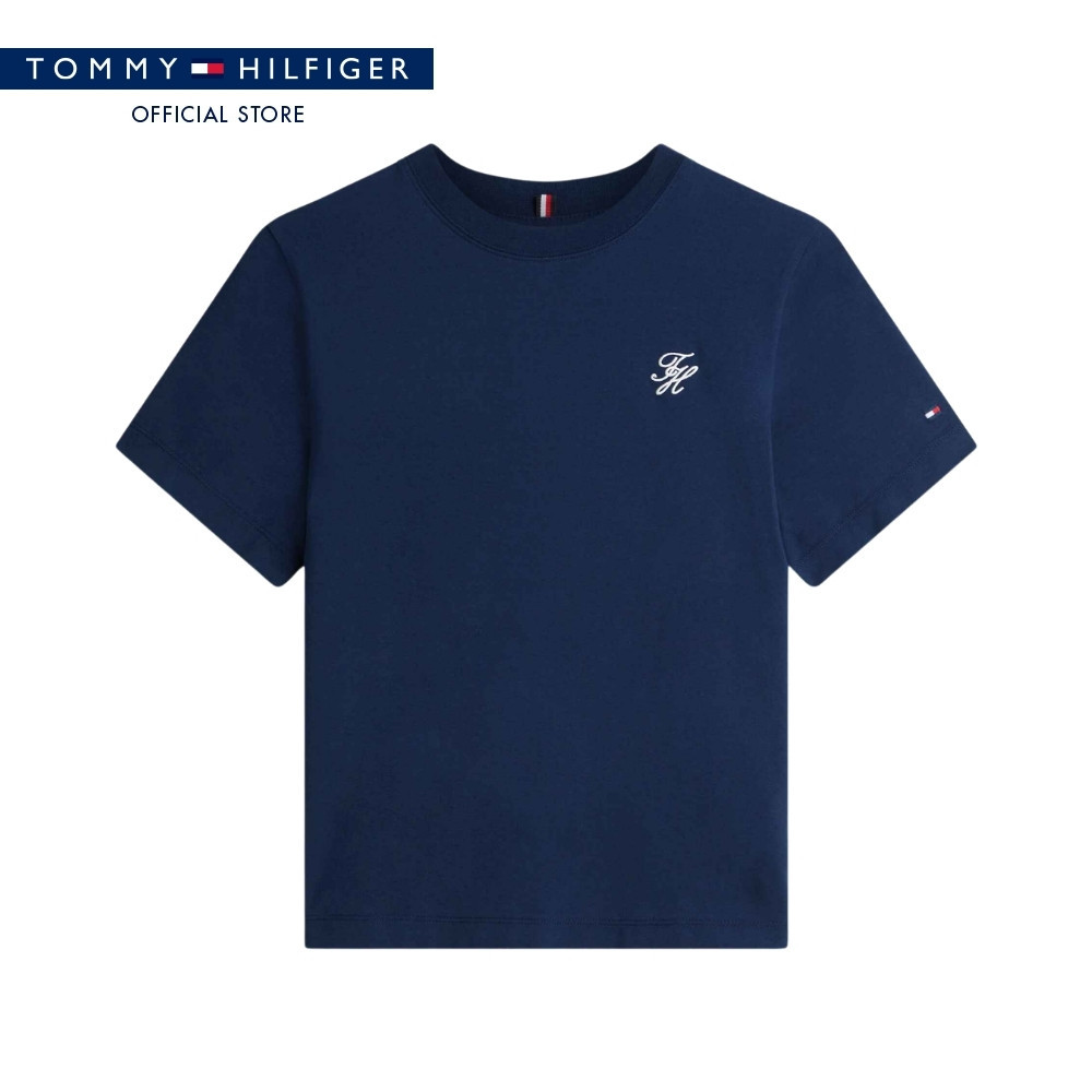 Tommy Hilfiger เสื้อยืด ผู้หญิง รุ่น WW0WW48699 C1G - สีน้ำเงิน ทรง Regular