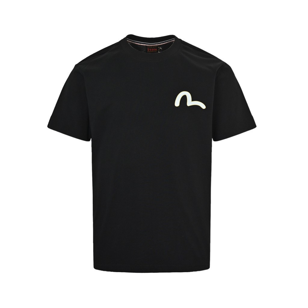 EVISU/God of Fortune/2026 คลาสสิกรอบคอแขนสั้นเสื้อยืดผู้ชายผู้หญิงหนา Impervious เกลียว Bottoming เส