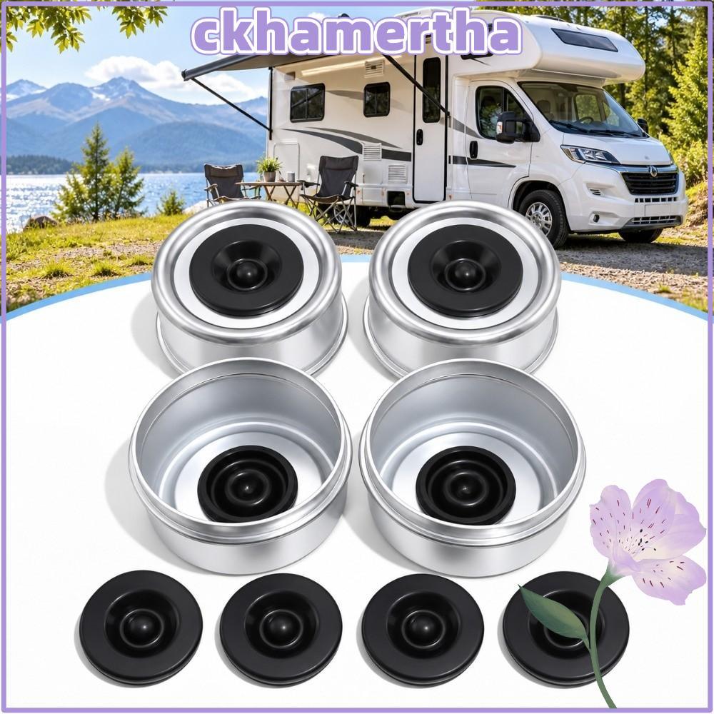 CKHAMPH 4PCS Trailer Hub Dust Cap, 2.44 นิ้ว Heavy Duty Trailer Axle Dust Cap, ทนทานพร้อมปลั๊กยางแบร