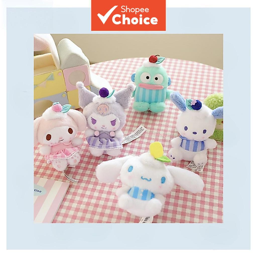 Sanrio อย่างเป็นทางการ Cinnamoroll My Melody ตุ๊กตาพวงกุญแจกระเป๋า Charm ของขวัญสําหรับคริสต์มาสวันวาเลนไทน์วันเกิดอีสเตอร์สะสมรูปตุ๊กตา