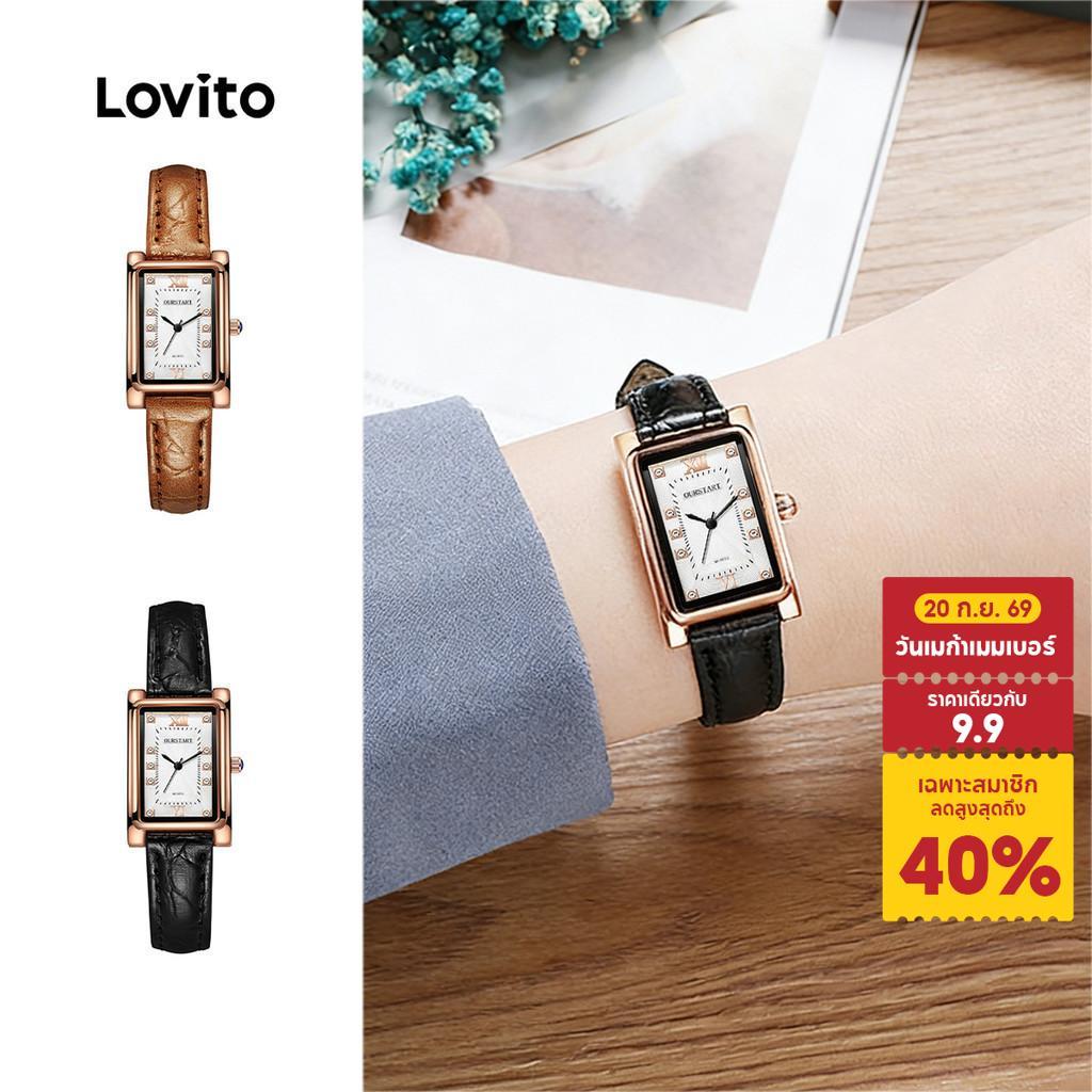 Lovito นาฬิกาข้อมือควอตซ์สไตล์เรโทรแบบลําลอง LFA111244