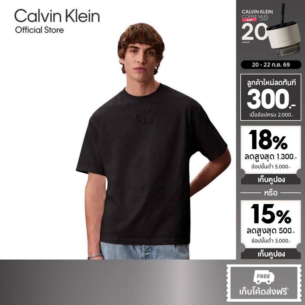 CALVIN KLEIN เสื้อยืดคอกลมแขนสั้นผู้ชาย Logo Graphic รุ่น 4RF810G UB1-สีดำ