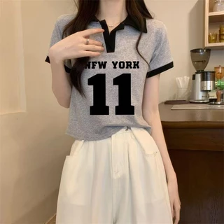 เสื้อยืดฤดูร้อนสำหรับผู้หญิง คอปก ไม่รัดคอ ระบายอากาศได้ดี ใส่สบาย แมทช์ง่าย ผอมเพรียวถ้าคุณยังกังวลเรื่องรูปร่าง