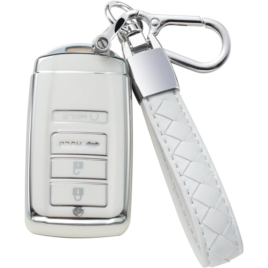 ใช้งานร่วมกับ Acura Key Fob ฝาครอบหนัง Lanyard, รถ Key Case Shell สําหรับ Acura CDX RDX RLX NSX TLX 